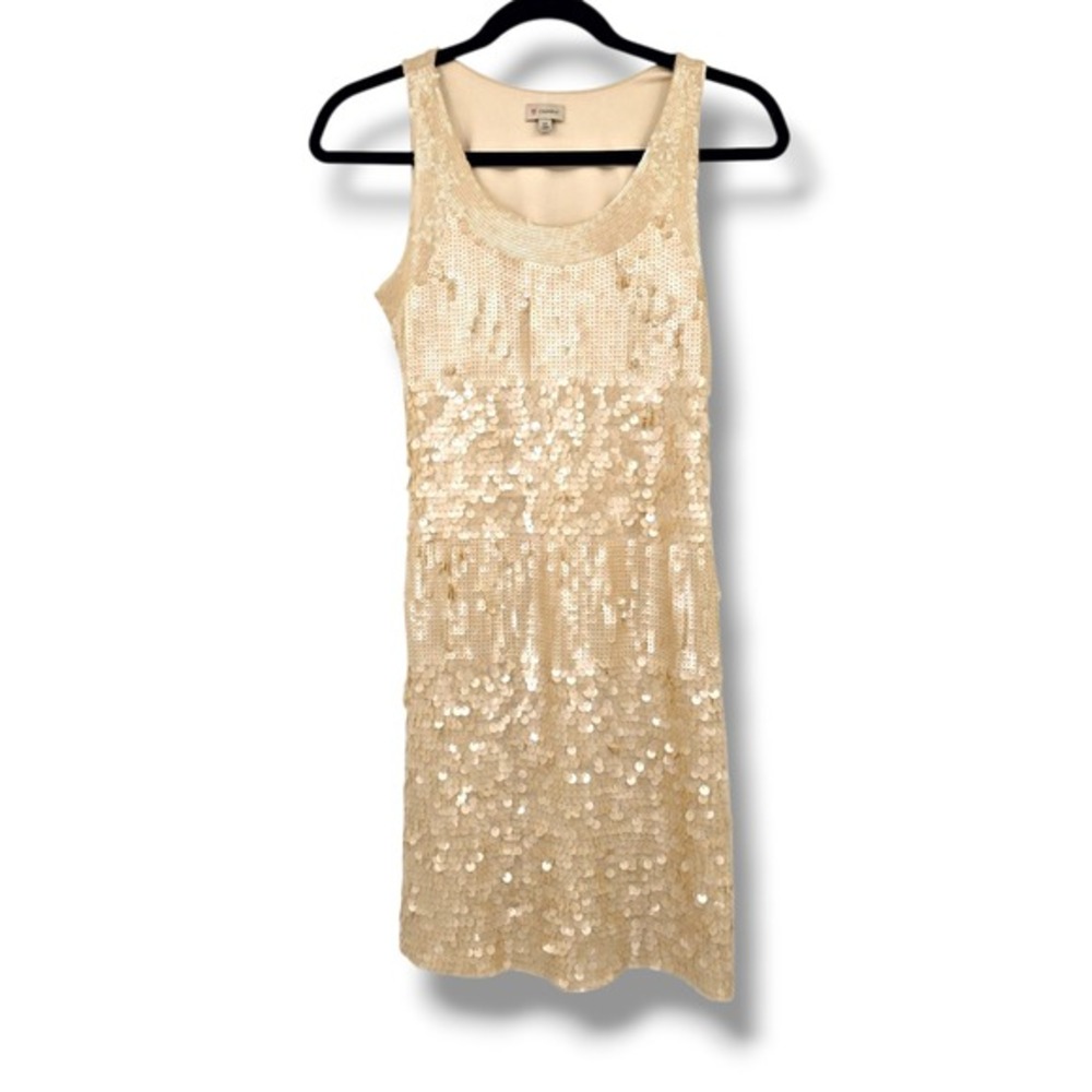 Cremieux Sequin Dress Sleeveless XS Gold Party‎ Cocktail Shimmer